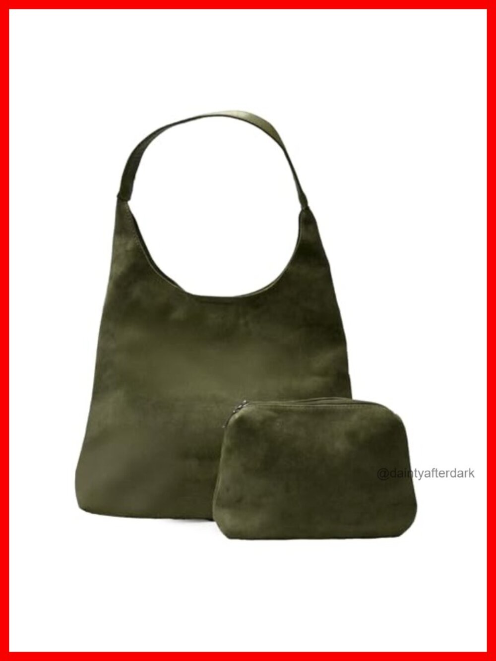 Suede Hobo Shoulder Bag Vegan Suede Purse Zip Pouch 2 Piece Set